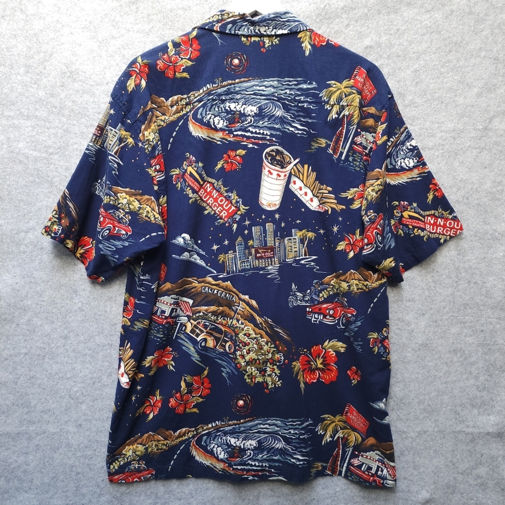 Vintage IN-N-OUT Burger Mens XL Hawaiian Button Up Short Sleeve Shirt Americana - Picture 2 of 8
